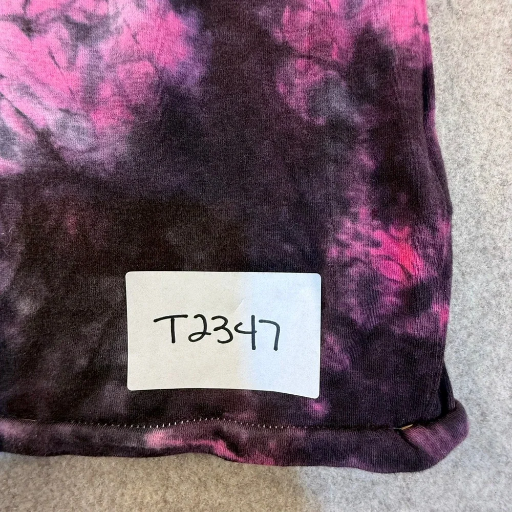 Alo Yoga Pink Black Tie Dye Long Sleeve Scoop Neck Activewear Top Medium